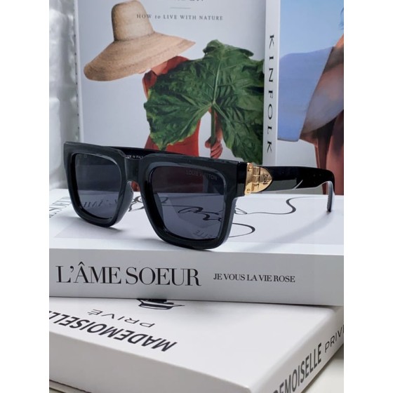 LV Lock Square Sunglasses (Black/Gold)